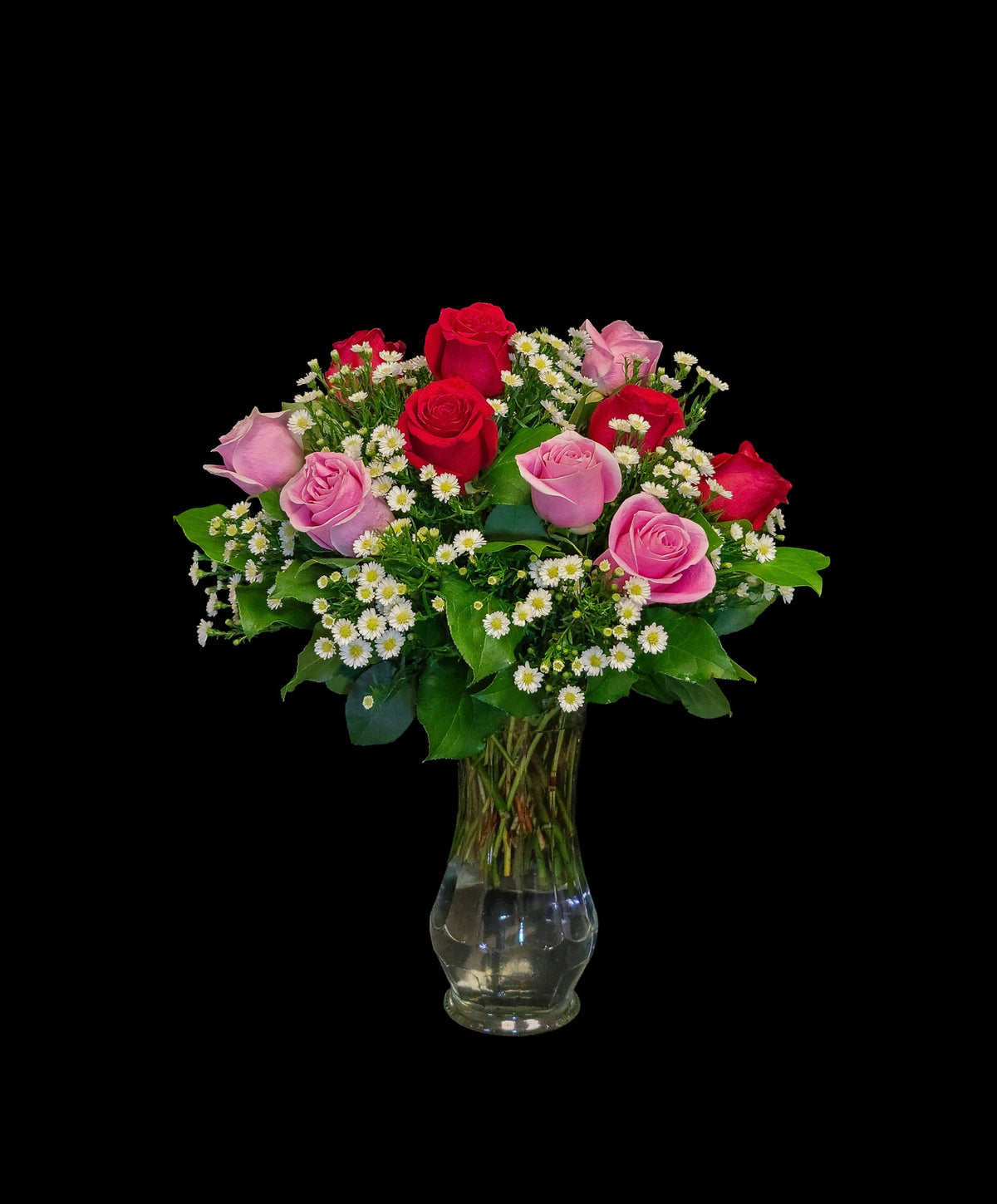 M-4 Arreglo de rosas, hypericum y montecasino