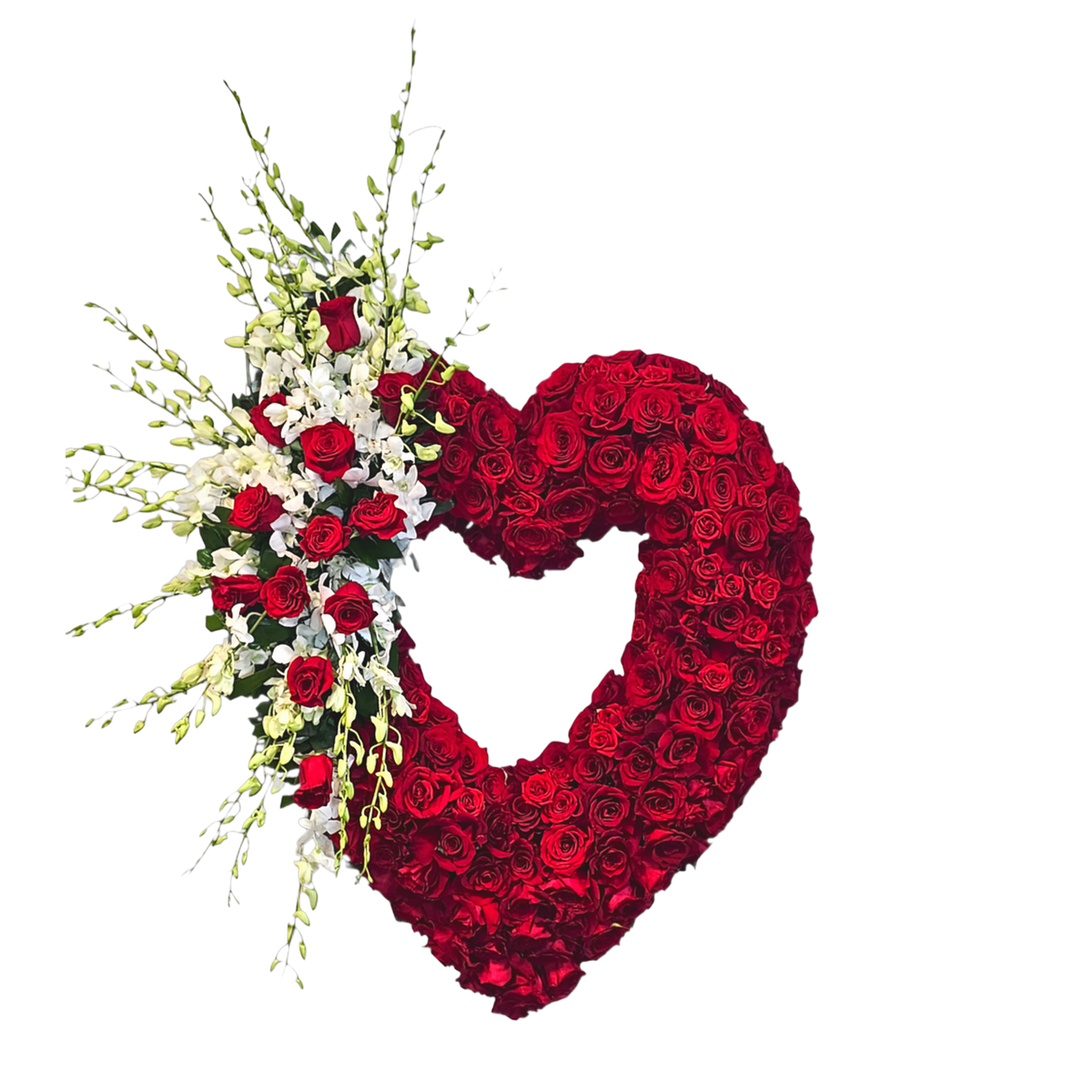 PL-16 Corazón hueco de rosas y orquídeas