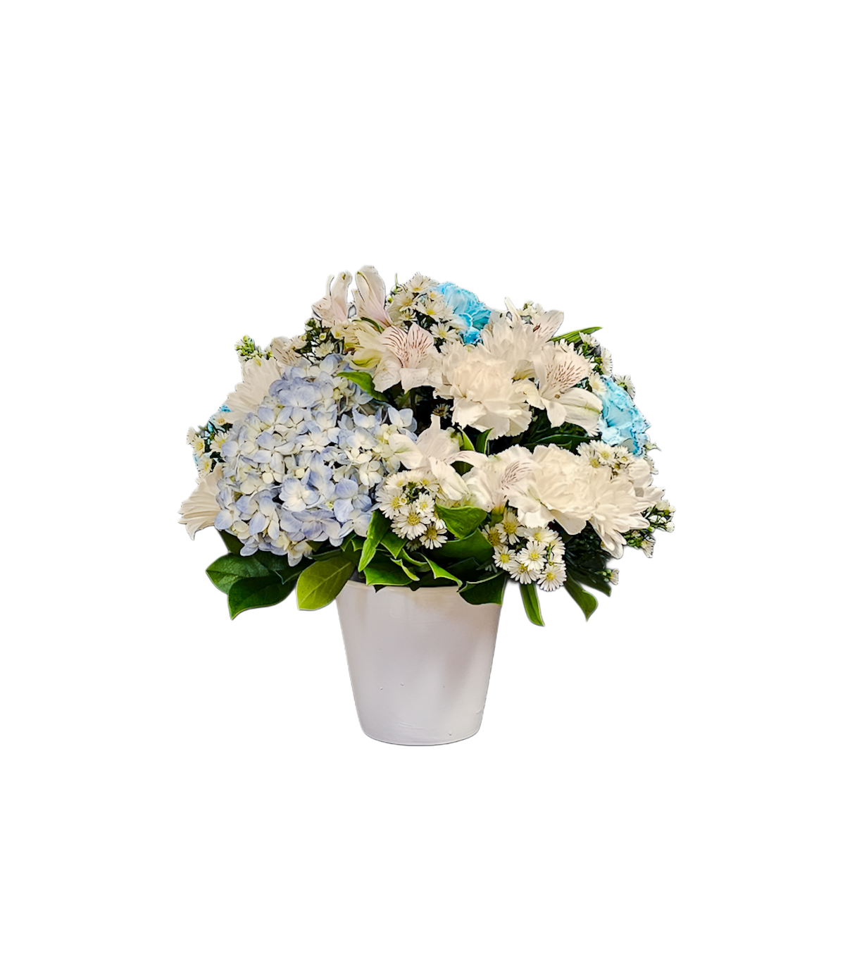 N-1 Arreglo de margaritas, alstroemerias, claveles, hortensia y montecasino