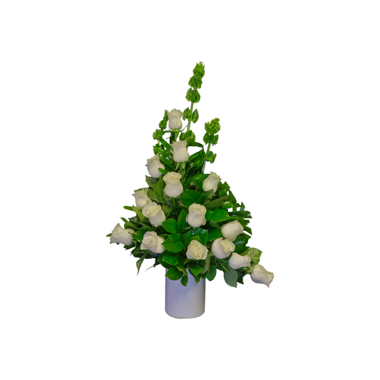 AR-05 Arreglo funeral de rosas y campana de Irlanda