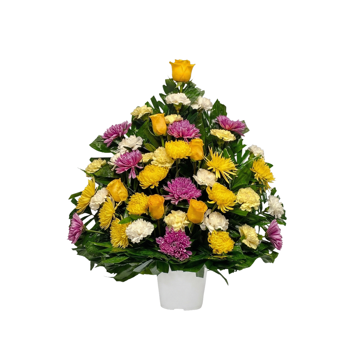 CN-04 Canasta funeral de rosas, claveles, crisantemos y spiders