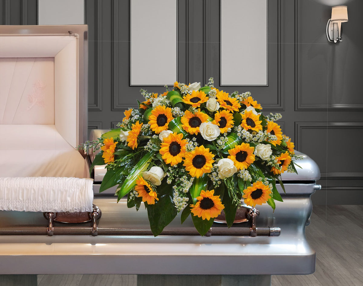 CV-09 Casket cover de girasoles y rosas