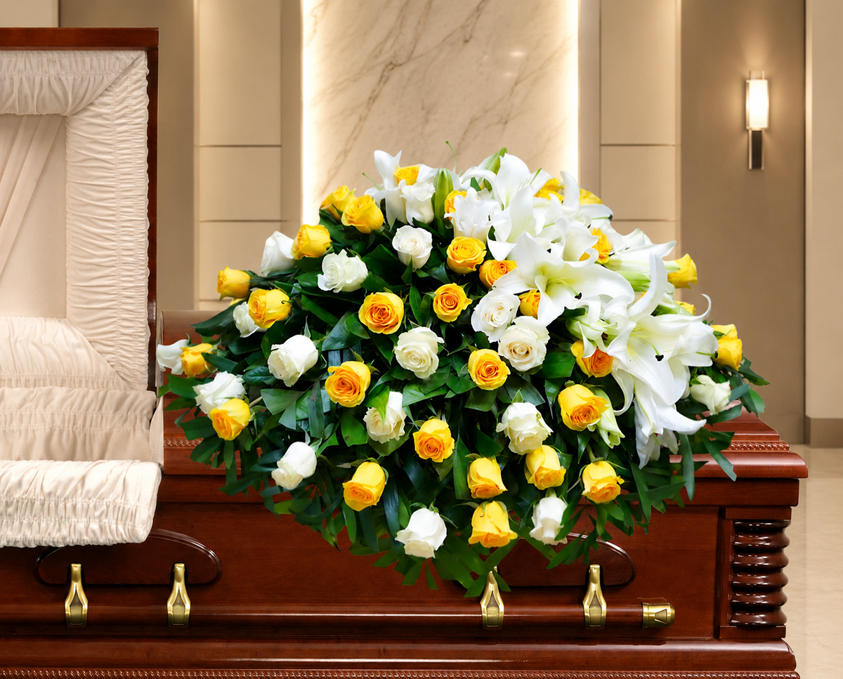 CV-07 Casket cover de rosas y lirios
