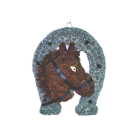 PL-09 Cara de caballo con herradura de pompones, crisantemos y spiders
