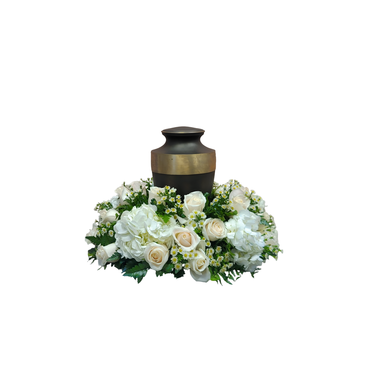 UR-03 Arreglo para urna de rosas y hortensias