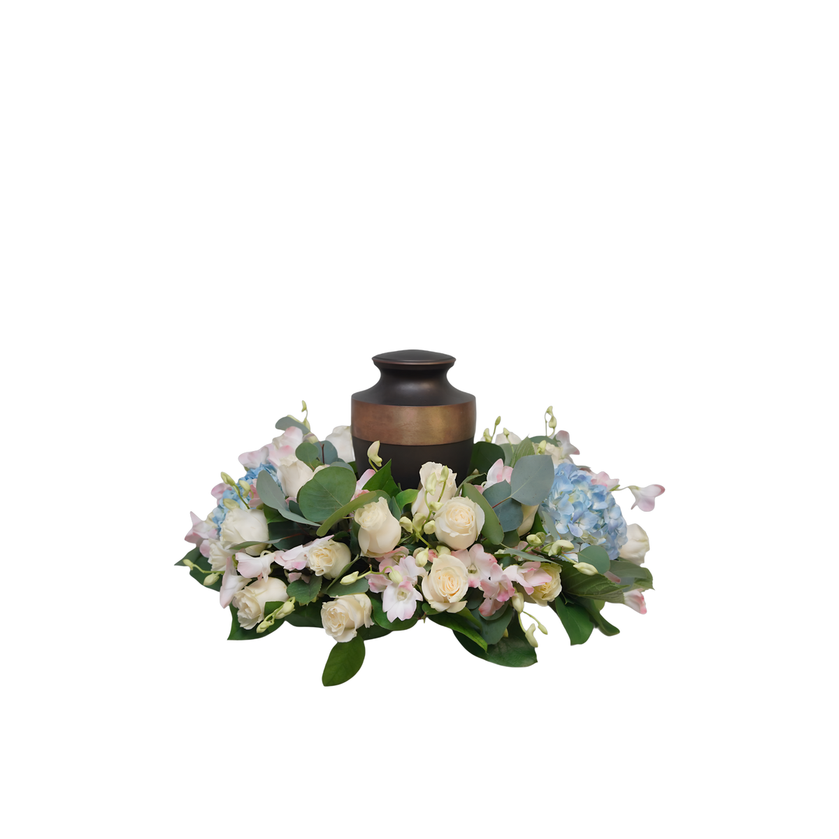 UR-06 Arreglo para urna de rosas, orquídeas y hortensias