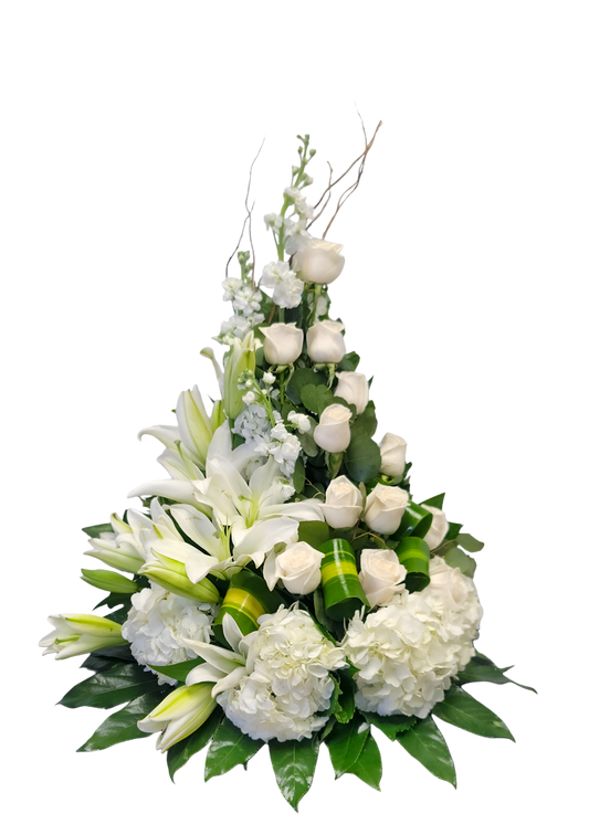 AR-22 Arreglo funeral de rosas, lirios y hortensias