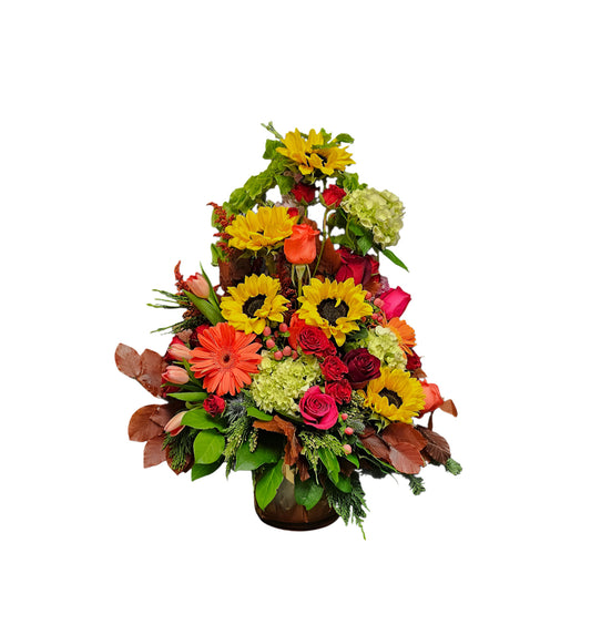 FL-19 Arreglo de girasoles, gerberas, hortensias, rosas y tulipanes