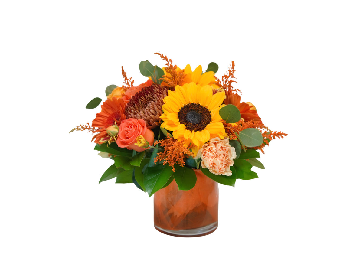 FL-9 Arreglo de girasoles, spray roses, margaritas, claveles y spiders