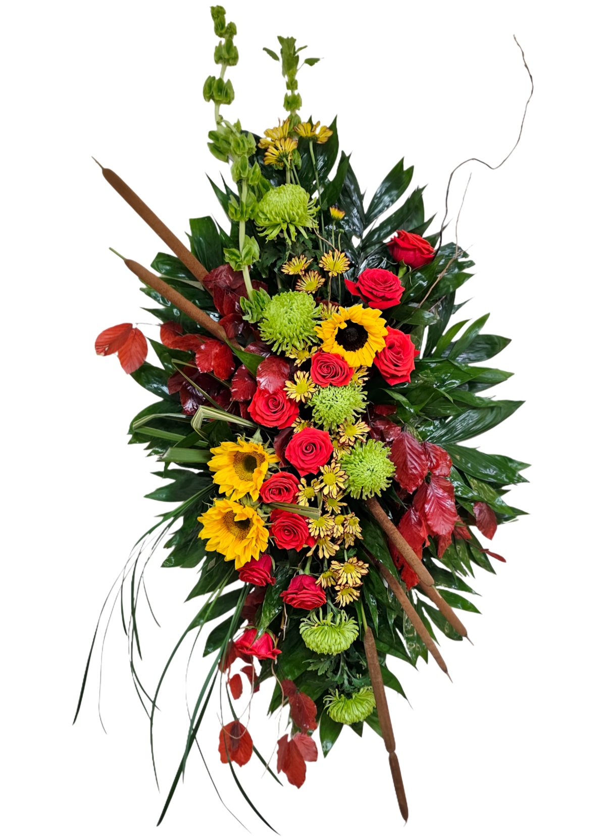 CFL-8 Corona de rosas, girasoles, margaritas, spiders y cat tails