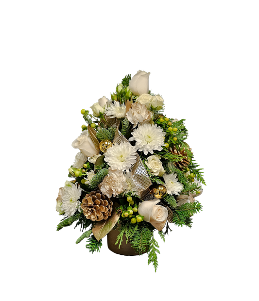 ND-38 Arbolito navideño con rosas, claveles y pompones