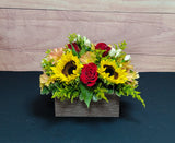 GT-2 Arreglo de girasoles, rosas, alstroemerias, spray roses y solidago con globo